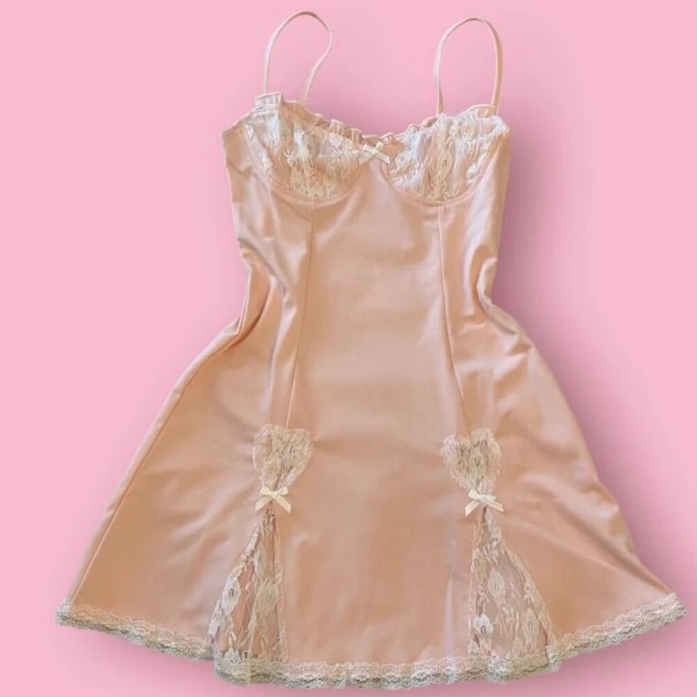 BRAND NEW Pink Dress With Lace Trimming